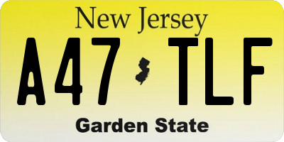 NJ license plate A47TLF