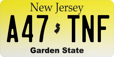 NJ license plate A47TNF