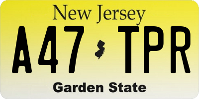 NJ license plate A47TPR