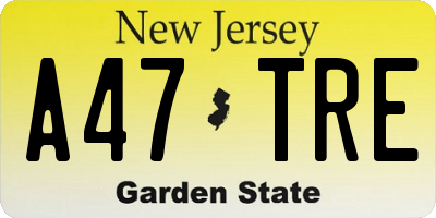 NJ license plate A47TRE
