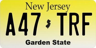 NJ license plate A47TRF