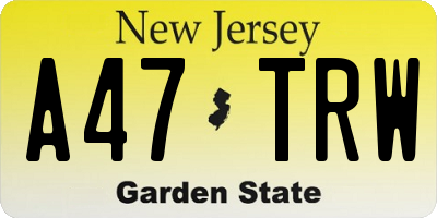 NJ license plate A47TRW