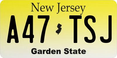 NJ license plate A47TSJ
