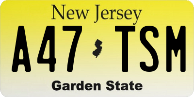NJ license plate A47TSM