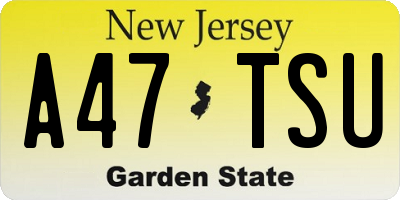 NJ license plate A47TSU
