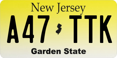 NJ license plate A47TTK
