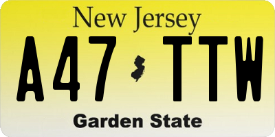 NJ license plate A47TTW