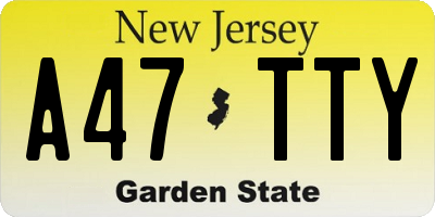NJ license plate A47TTY