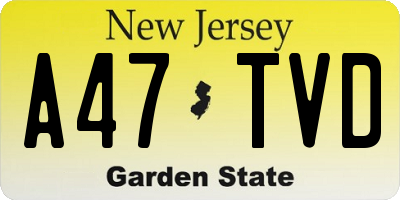 NJ license plate A47TVD