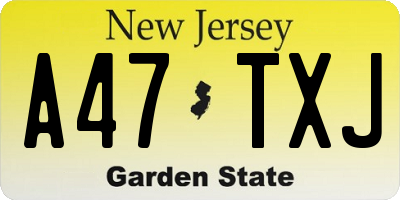 NJ license plate A47TXJ