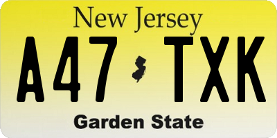 NJ license plate A47TXK