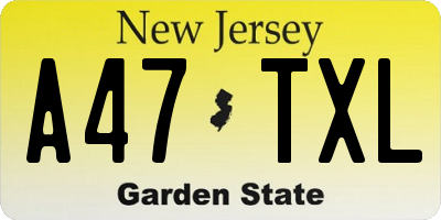 NJ license plate A47TXL