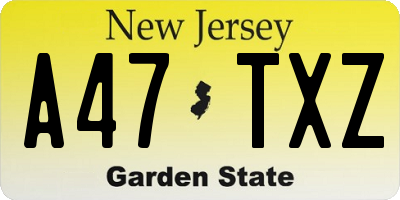 NJ license plate A47TXZ