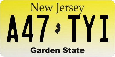NJ license plate A47TYI