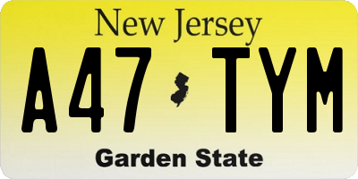 NJ license plate A47TYM