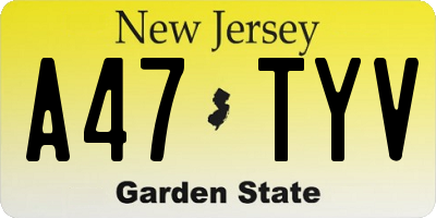 NJ license plate A47TYV
