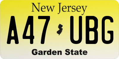 NJ license plate A47UBG