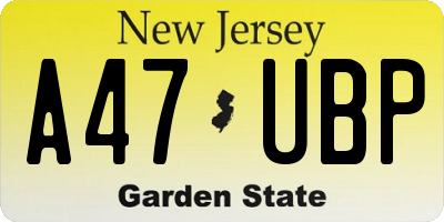 NJ license plate A47UBP