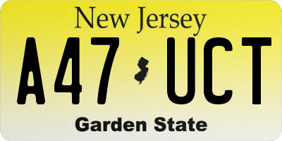 NJ license plate A47UCT
