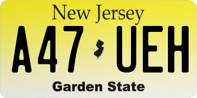 NJ license plate A47UEH