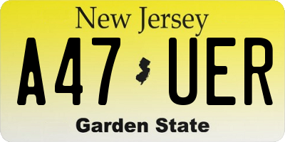 NJ license plate A47UER