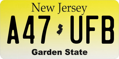 NJ license plate A47UFB