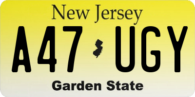 NJ license plate A47UGY