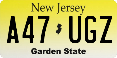 NJ license plate A47UGZ