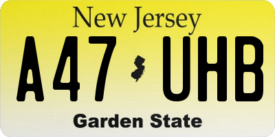 NJ license plate A47UHB