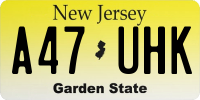 NJ license plate A47UHK