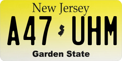NJ license plate A47UHM