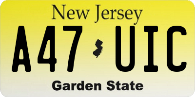 NJ license plate A47UIC