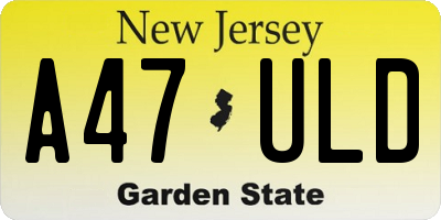 NJ license plate A47ULD