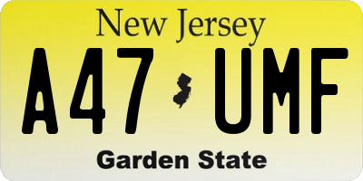 NJ license plate A47UMF