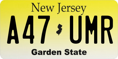 NJ license plate A47UMR