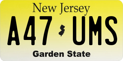 NJ license plate A47UMS