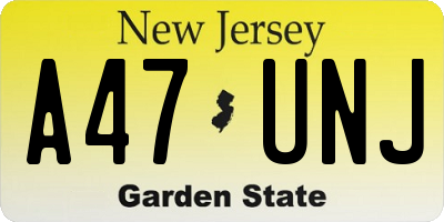 NJ license plate A47UNJ