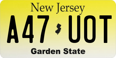 NJ license plate A47UOT