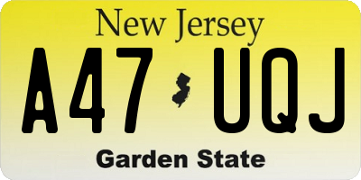 NJ license plate A47UQJ