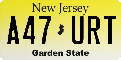 NJ license plate A47URT