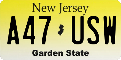 NJ license plate A47USW