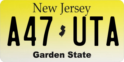 NJ license plate A47UTA