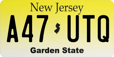 NJ license plate A47UTQ