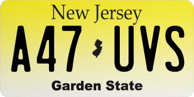 NJ license plate A47UVS