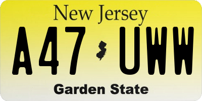 NJ license plate A47UWW