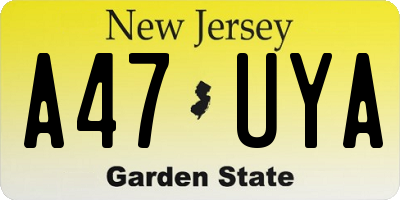 NJ license plate A47UYA