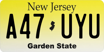 NJ license plate A47UYU