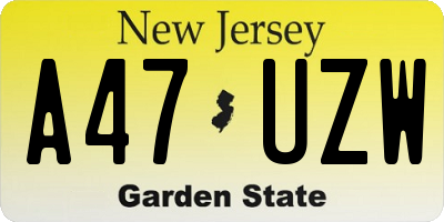 NJ license plate A47UZW