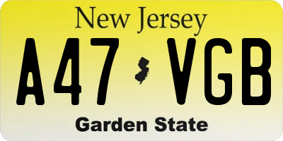 NJ license plate A47VGB