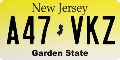 NJ license plate A47VKZ